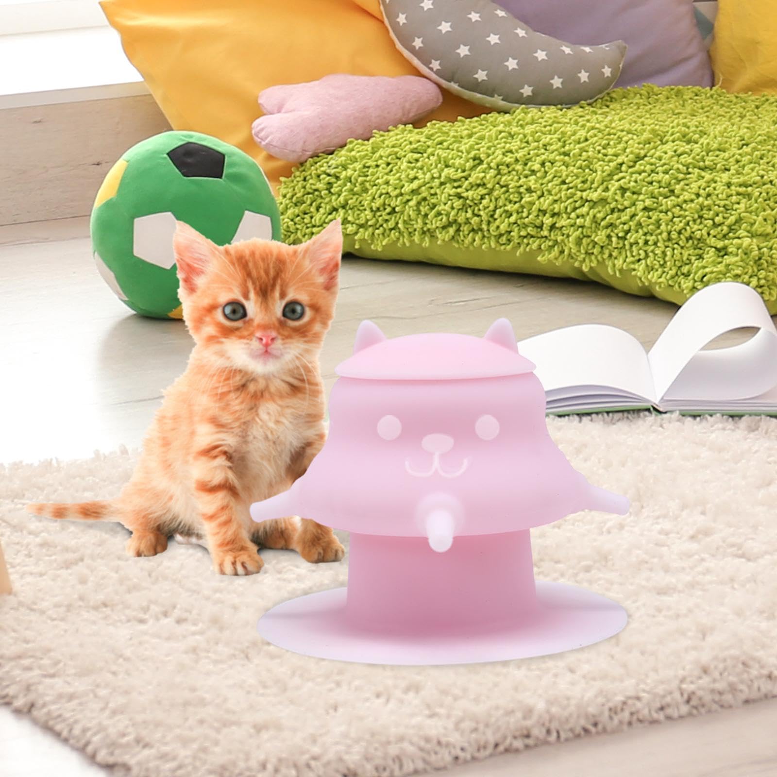 Puppy Milk Feeder, Nursing Station Pets Nursing Bottle 4 Nozzles Pet Milk Bowl Puppy Feeder for, Whelping Cats Dogs, Pink