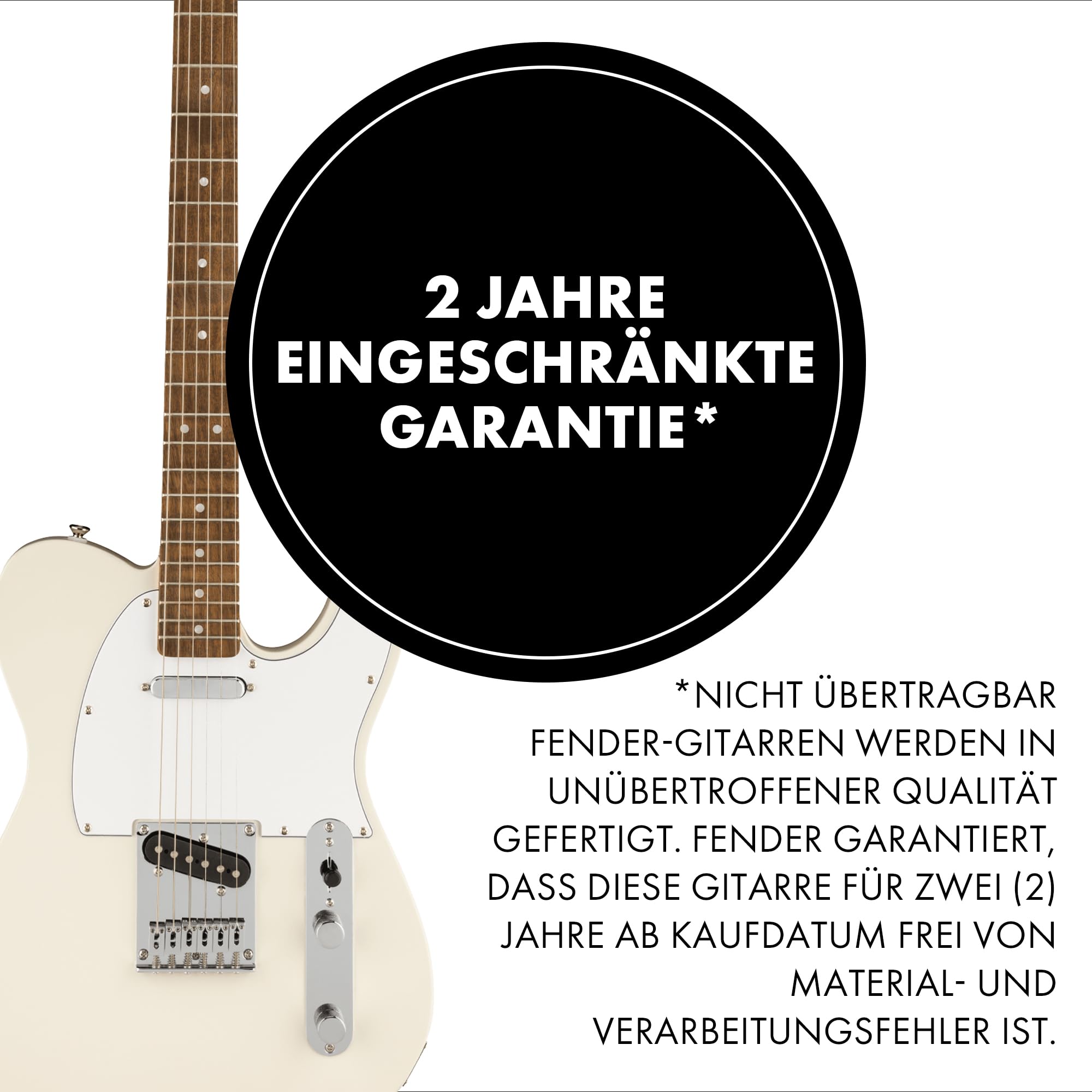 Squier by Fender Affinity Series Telecaster, E-Gitarre, Indisches Lorbeergriffbrett, Olympisch Weiß, Inklusive kostenloser virtueller Kurse auf Fender Play