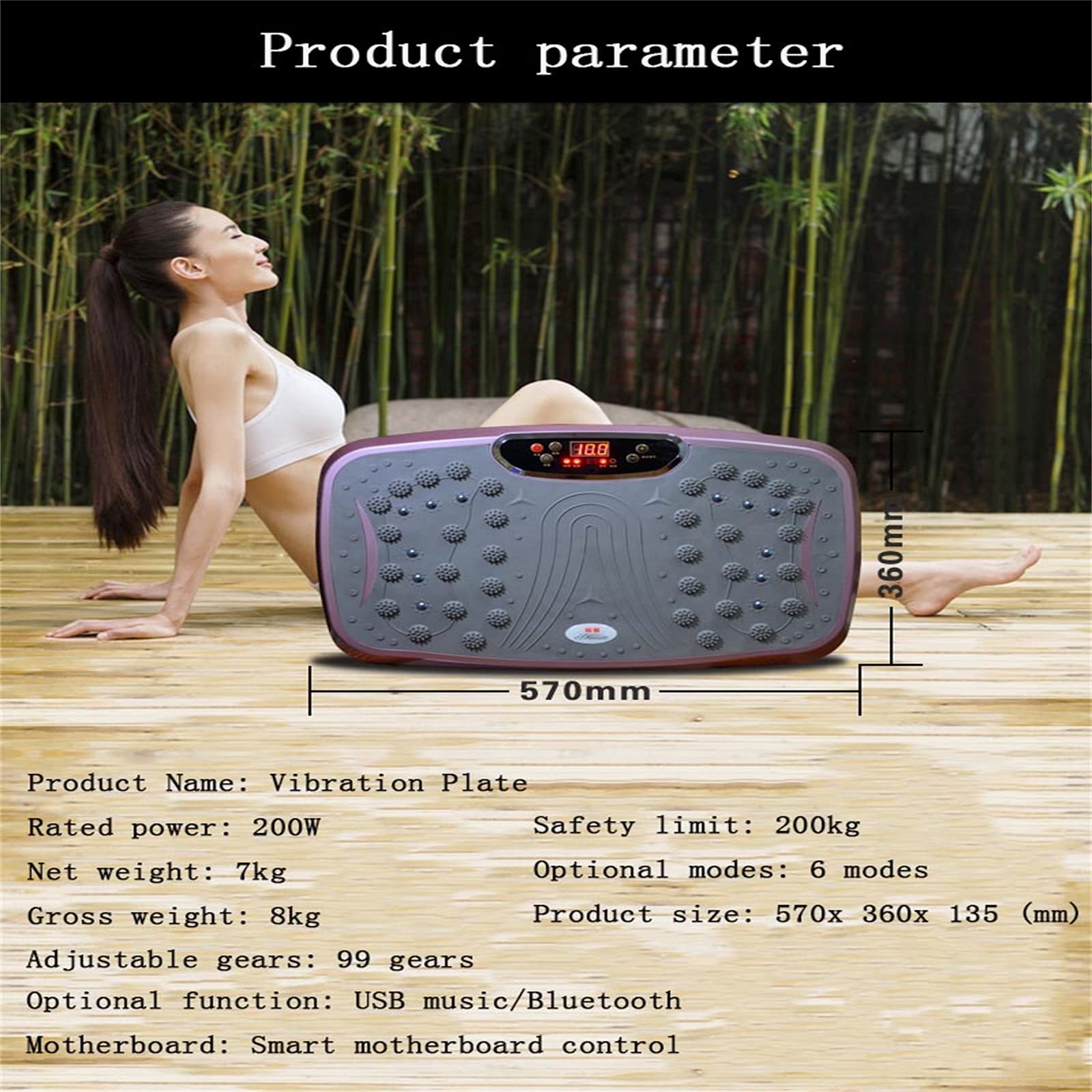 Macchina per Esercizi a Vibrazione, pedana Vibrante 4D con Altoparlante Bluetooth, 6 modalità di Programma, Telecomando, pedana Vibrante per Allenamento Fitness per Peso L (Colore: Viola)