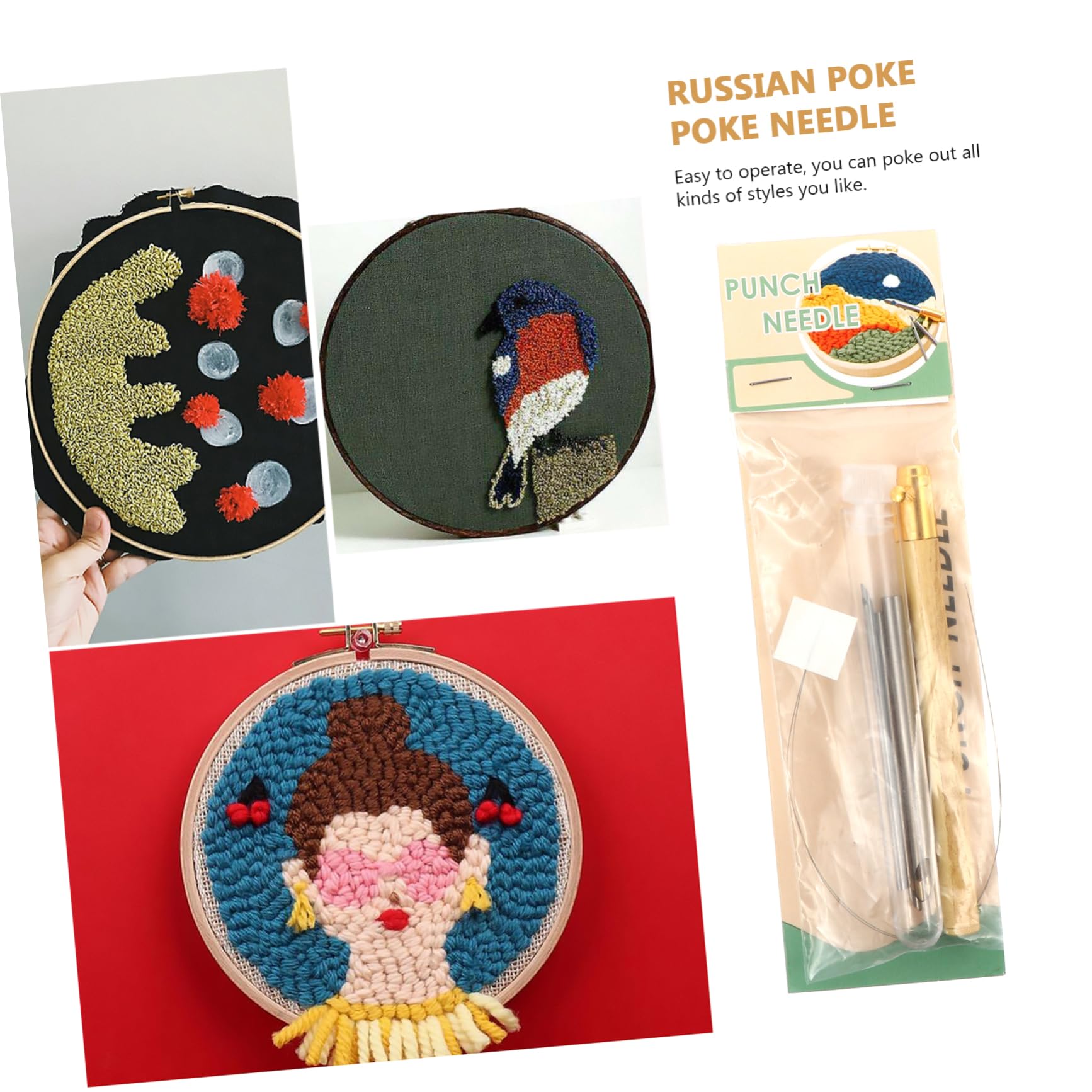 Tofficu 3juegos Agujas Para Bordado Punch Needle Mango Ergonómico Kit Completo Para Manualidades y Coser Para Adultos y Proyectos De
