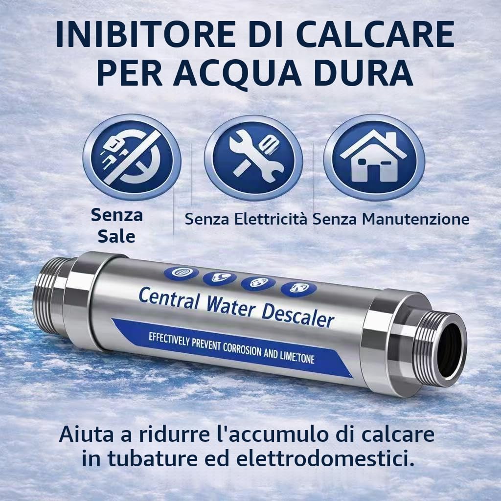 Addolcitore d'acqua, per prevenire il calcare in tutta la casa, anticalcare, filtro dell'acqua, detergente, per uso domestico con doccia, lavastoviglie e scaldacqua solare (G 3/4")