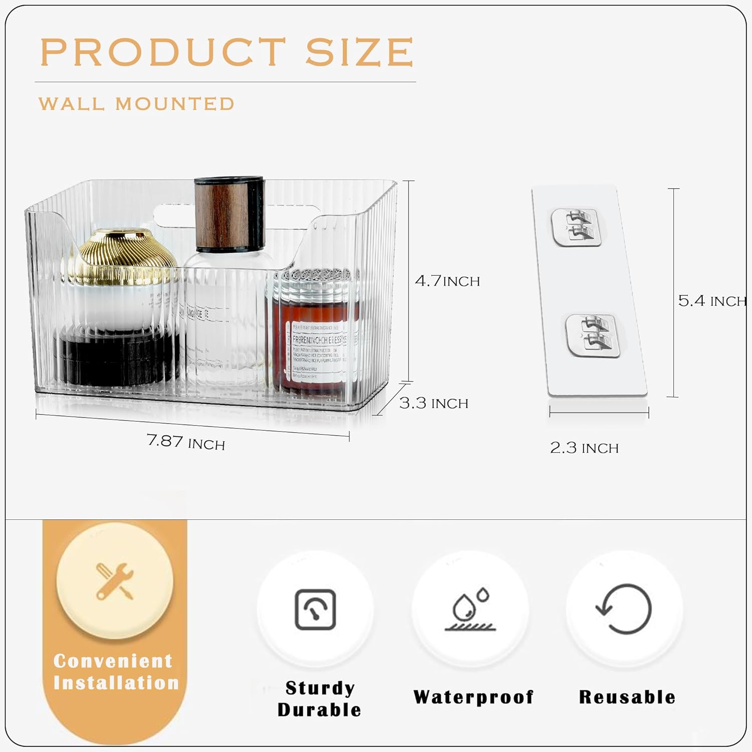 2 Pack Cabinet Door Organizer, Adhesive Wall Mounted Organizer Bins, Clear Storage Caddy, Stackable Basket for Kitchen Cabinets, Bathroom, Pantry, Office, and Tabletop Organization - Image 2