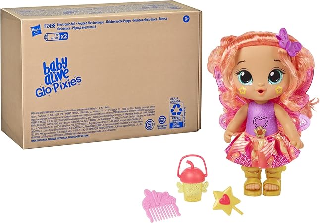 Amazon Amazon Co Jp 限定 ベビーアライブ ぴかぴか光る ふしぎなティアちゃん F2458 正規品 電動 3才以上 10 5インチ インタラクティブ お世話人形 Glopixies Tia Twinkle おもちゃ おもちゃ