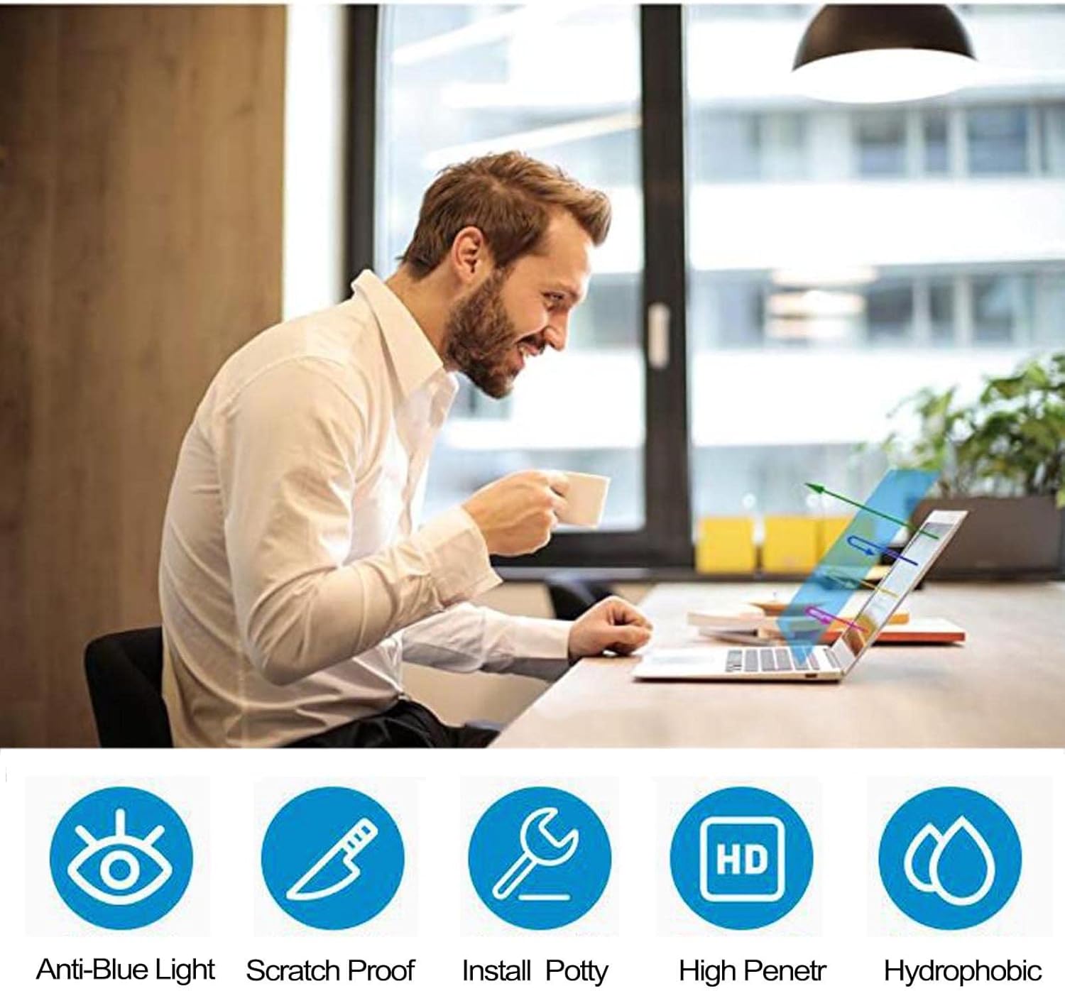 Blue Light Blocking Screen Filter, Uv Resistants Screen Protector for 12-17In Laptop, Hd Computer Screen Protector Film for Eye Protection, Easy Install, Reusable,Diagonal-17in/43.2cm