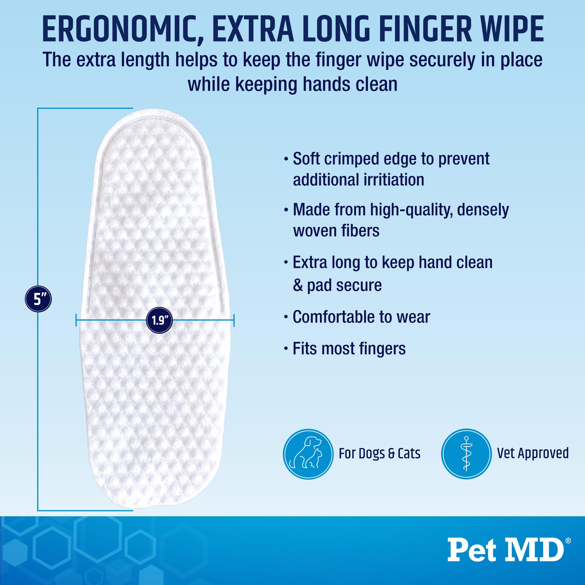 Pet MD Advanced Ear Finger Wipes for Dogs & Cats - Non-Irritating Ear Wipes & Ear Cleaner - Pet Safe Cleaner to Aid in Itchiness and Odor - Cucumber Melon (50ct) - image 6