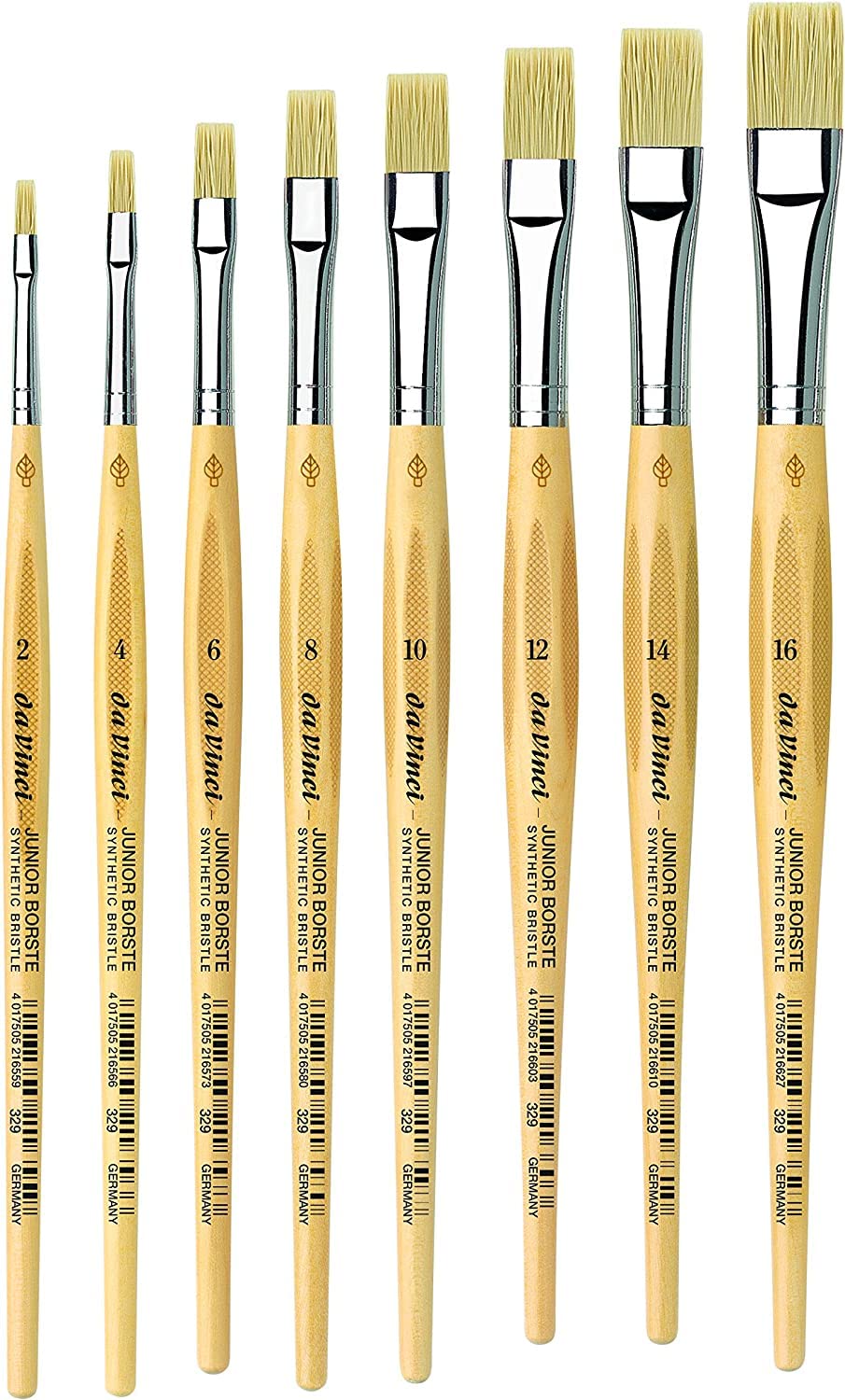 Pennello Da Vinci GH304-329 sintetico, Da Vinci 329 piatto, misura 2, 4, 6, 8, 10, 12, 14, 16. Realizzato in Germania