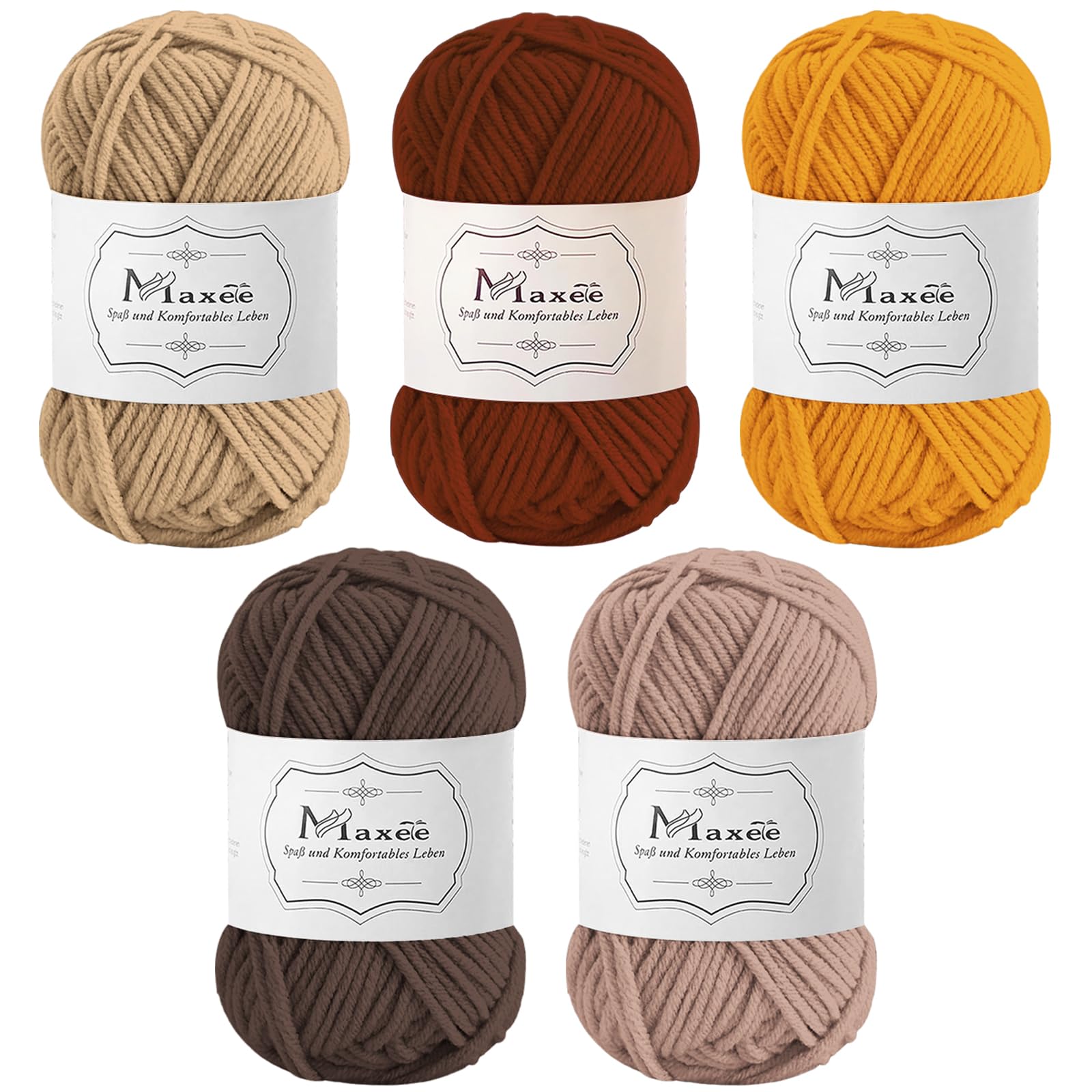 Maxee Häkelgarn 500g (50g*10 Farbe), Acryl Wolle Zum Stricken, Garn zum Häkeln und Stricken, Hand Knitting Yarn Set, Handstrickgarn Baumwollgarn für Häkeln, Wolle zum Stricken und Kunsthandwerk