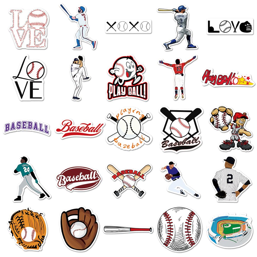 Fashion Baseball Vinyl Stickers, 50 PCS Waterproof Graphic Icon Decals for Laptops Scrapbooking, Journals, Notebooks - Image 2