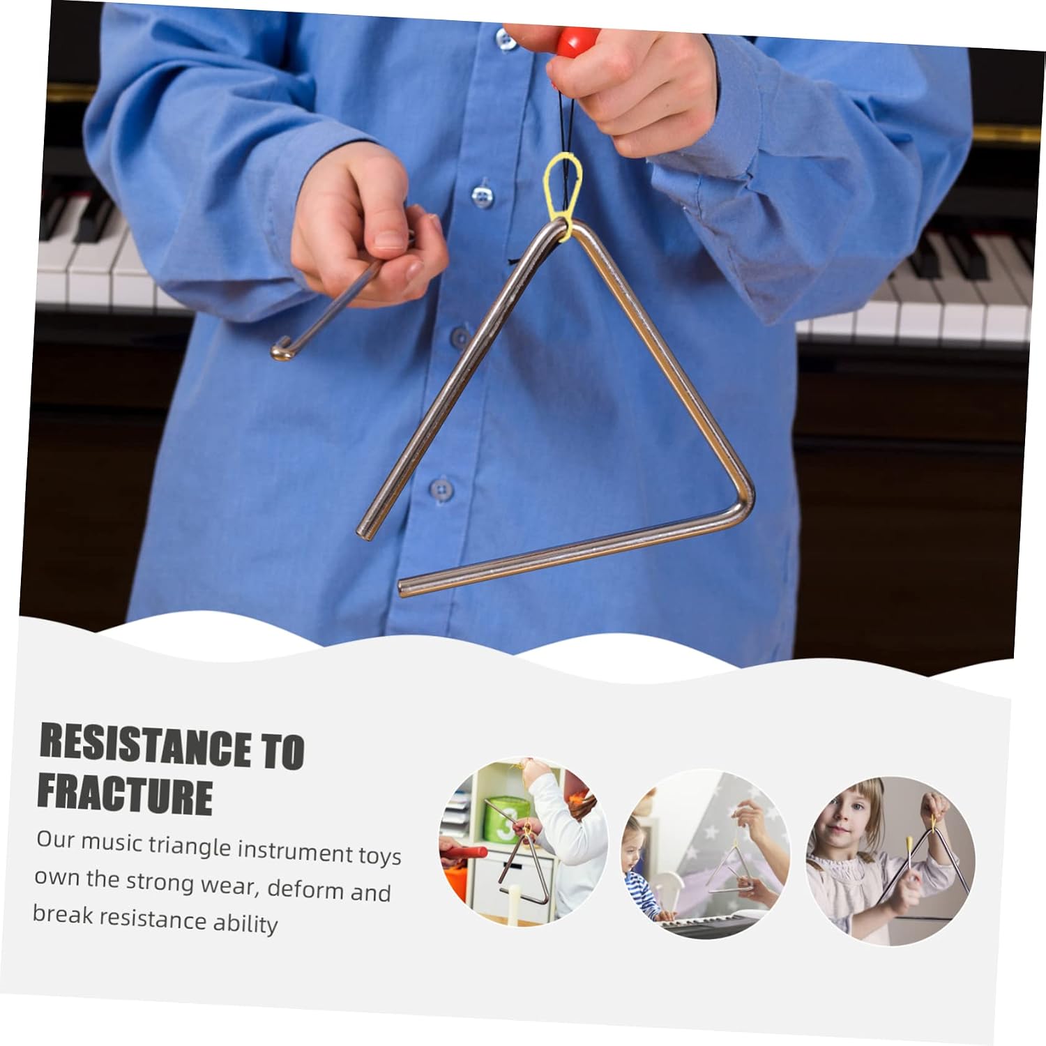 GALPADA Children's 5-Piece Hand Percussion Instrument Set Musical Iron Triangle with Striker for Boys and Girls Fun Rhythm Toys for Home and Classroom Activities