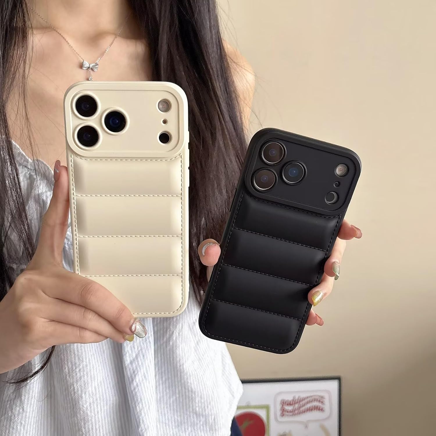 Case for iPhone 17 Pro,Luxury Down Pure Jacket Soft Unzip Sofa Silicone Puffer Touch Cloth Portection Shockproof Girls Women Phone Case for iPhone 17 Pro,6.3 inch 2025 (Orange) image 5