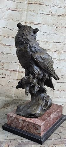 Miniatura 4 de Classy Bronze - Figura de bronce con diseño de búho firmado de Milo sobre base de mármol rosa, decoración hecha a mano