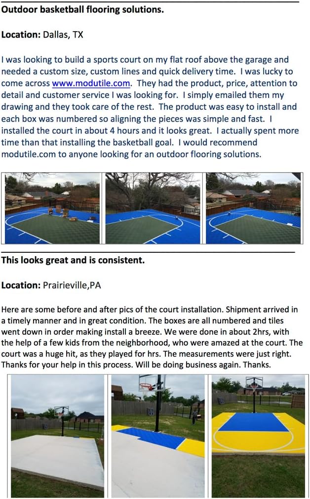 MODUTILE Outdoor Basketball Half Court Kit 20ft x 24ft -Lines and Edges Included-Made in The USA (Beige/Gray) : Sports & Outdoors