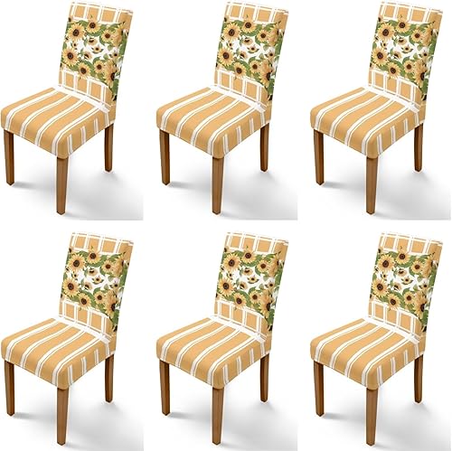 Miniatura 84 de Rnyleeg Fall Autumn Seat Covers for Dining Chairs Set of 4 Sunflower Themed Stretch Dining Chair Covers Soft Comfy Chair Slipcovers for Cocktail