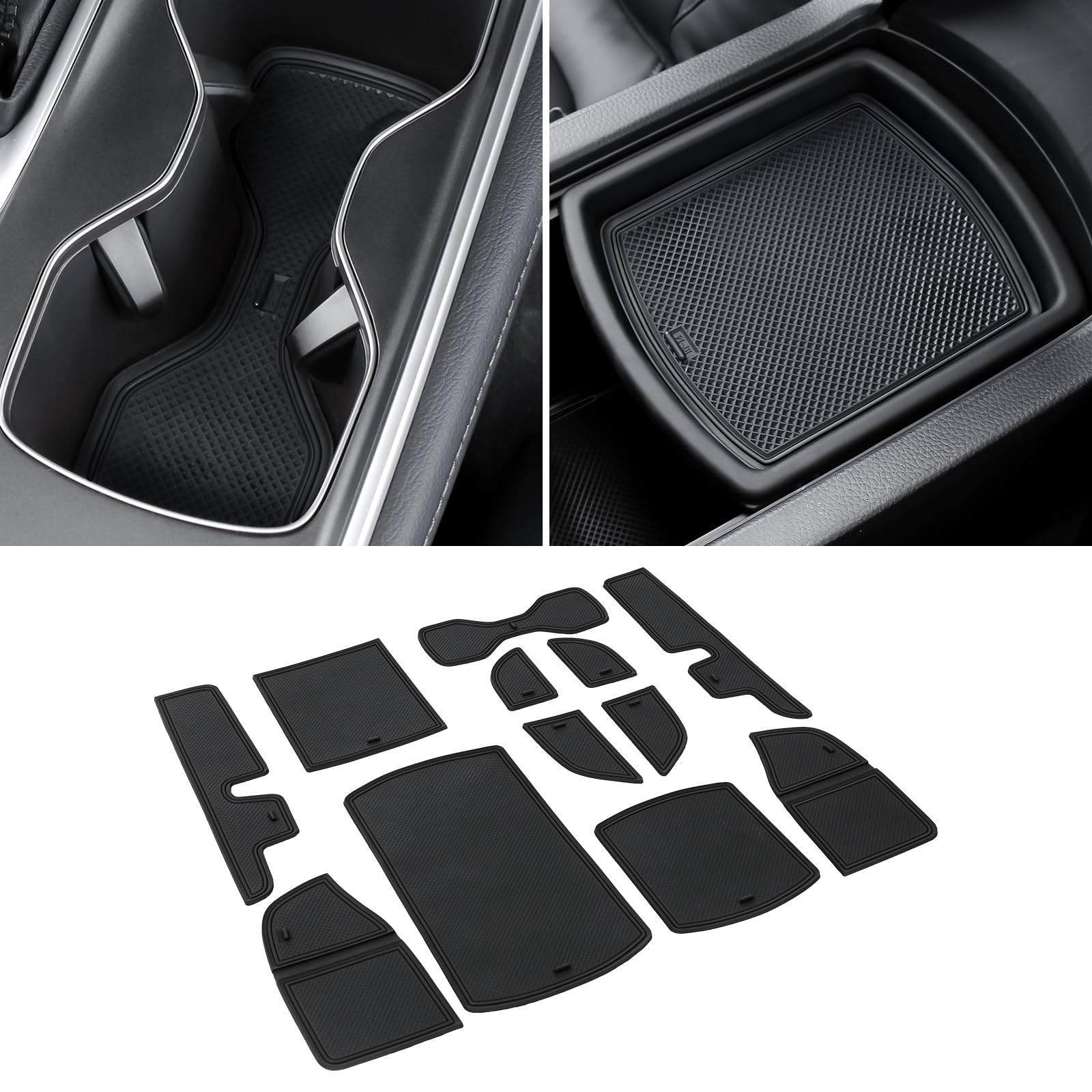 BercicciCenter Console Liner for Honda Accord 2018-2022 Accessories Cup Holder Mat, Door Slot Pad, Coaster Trim, Non-Slip Dust Interior 12PC Set (Black)