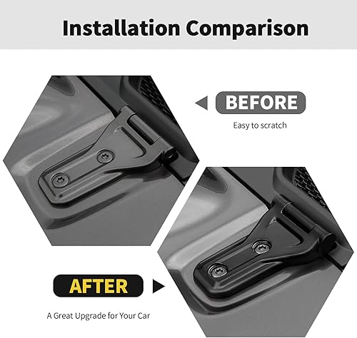 Miniatura 3 de RT-TCZ Cubierta de bisagra de capó accesorios de decoración exterior para Jeep Wrangler JL JLU y Gladiator JT 2018-2023, negro mate