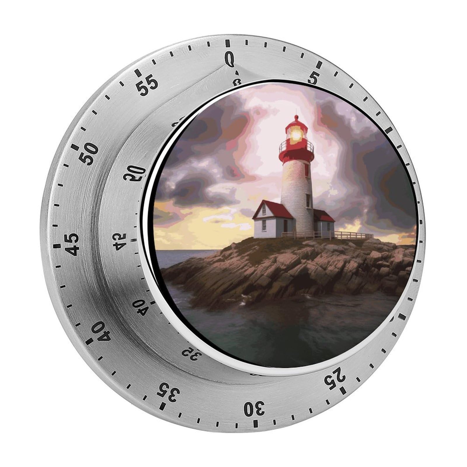Lighthouse Timer with Loud Alarm Precision 60 Minute Wind Up Timer Portable Manual Countdown Timers Exquisite Stainless Magnetic Kitchen Timers for Cooking Chef Clock
