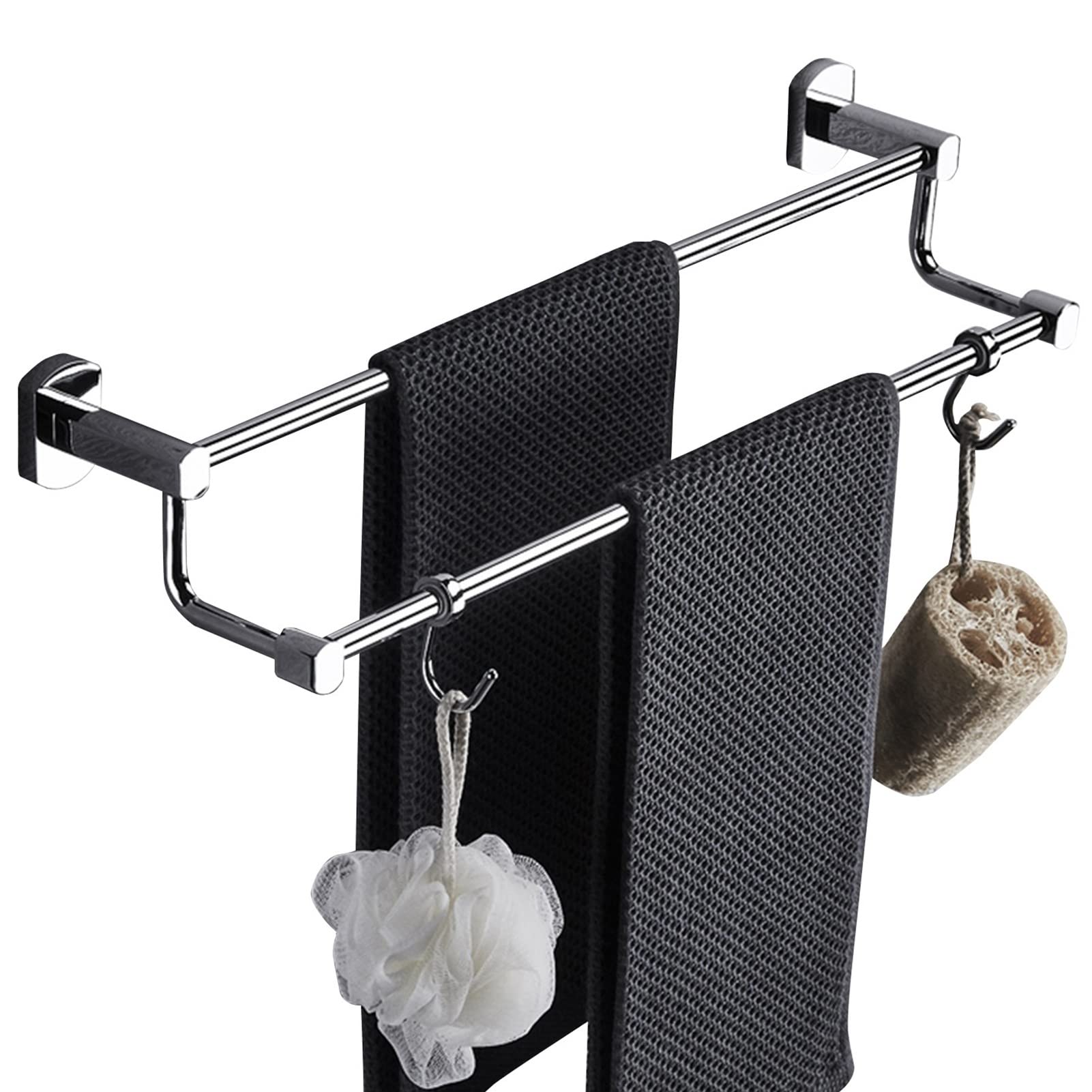 Rail serviette murale double en cuivre pour en finir avec le linge humide