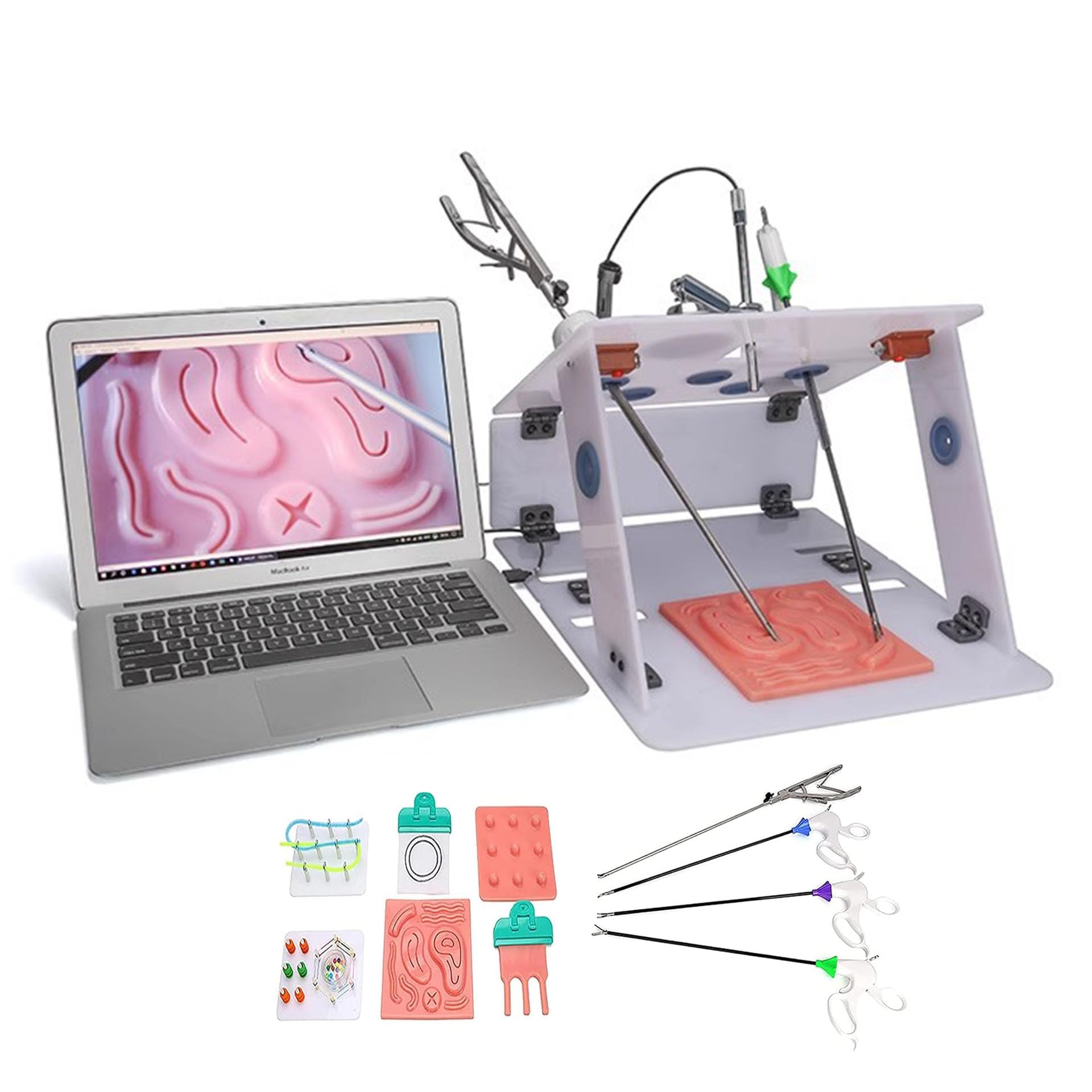 Laparoskopische Trainer-Simulator-Box, Inklusive 0°-Kamera mit Lichtquelle & 4 Strumenti di Formazione & 8 Moduli di Addestramento per Didattica e Esercitazioni, für Ärzte und Studenten