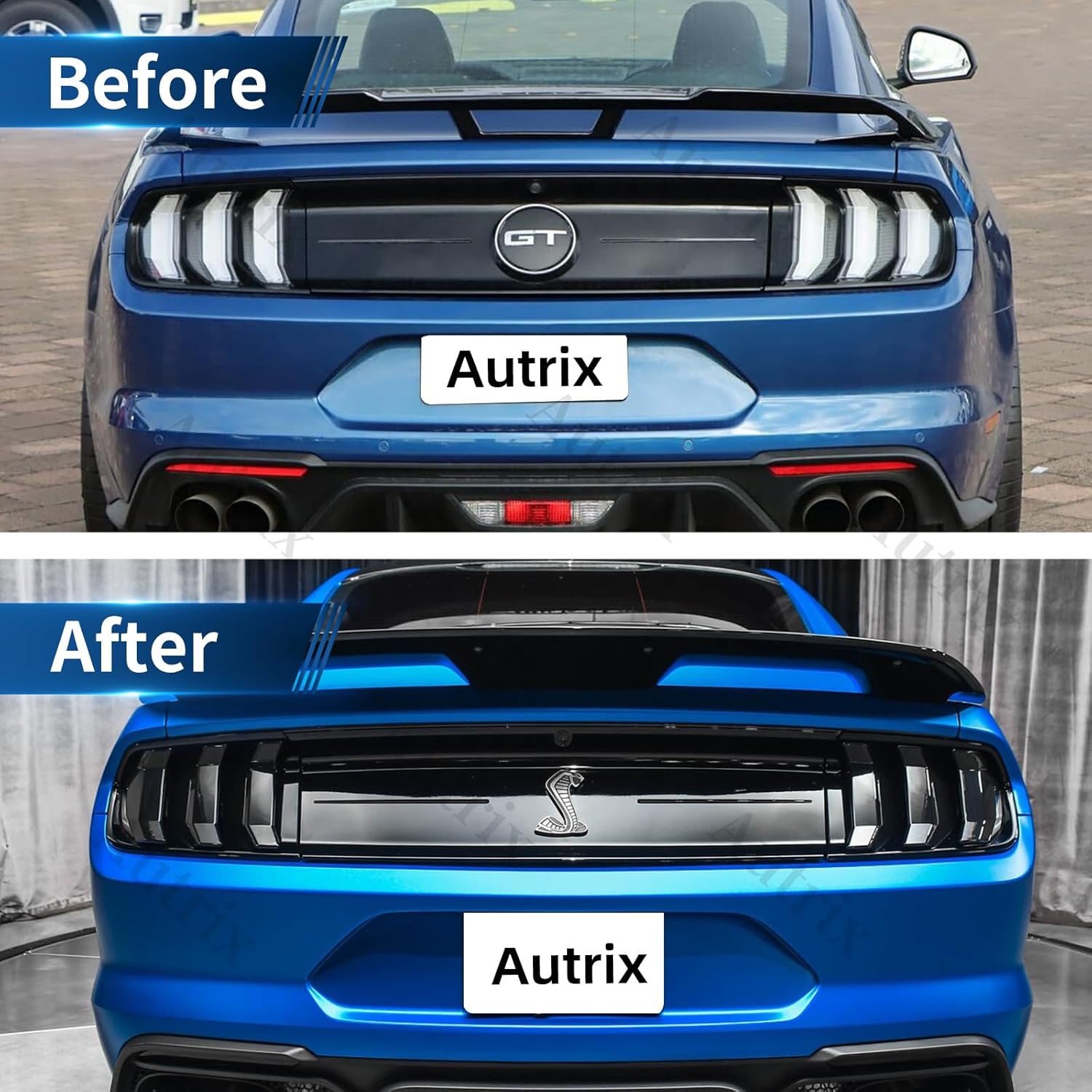 Tail Light Lamp Cover Guard for 2018-2023 Ford Mustang, Tail Lamp Trim Frame Bezels Decoration Smoke Black 6PCS