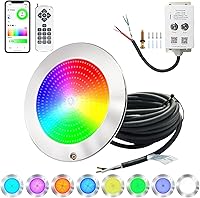 Vista 1 de Luz de piscina de 10 pulgadas para piscina enterrada, luz LED de piscina enterrada de 12 V CA, aplicación Wi-Fi Bluetooth, controlador y control