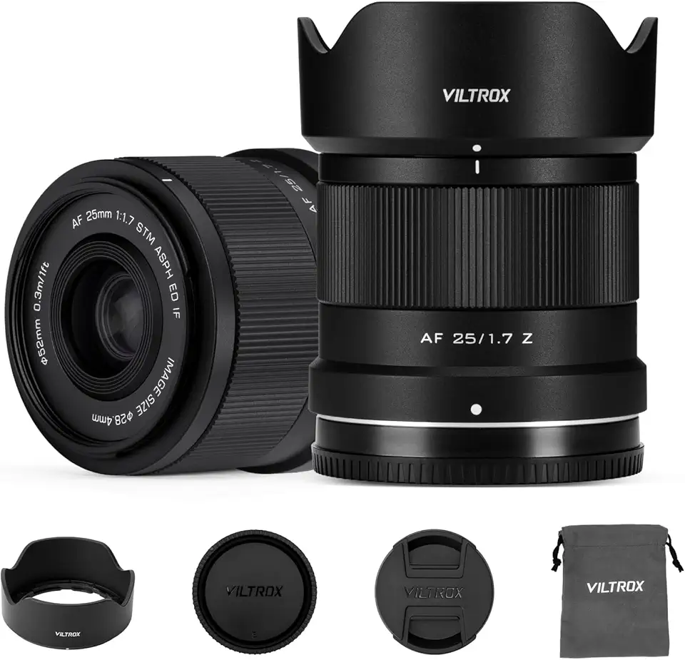 VILTROX Lente Dispo de Bolso F1.7 Air Z de 25 mm AF F/1.7 Z-Mount Portátil para Nikon Lente Iniciante Auto Fcous APS-C Lentes Prime Z de Abertura Grande