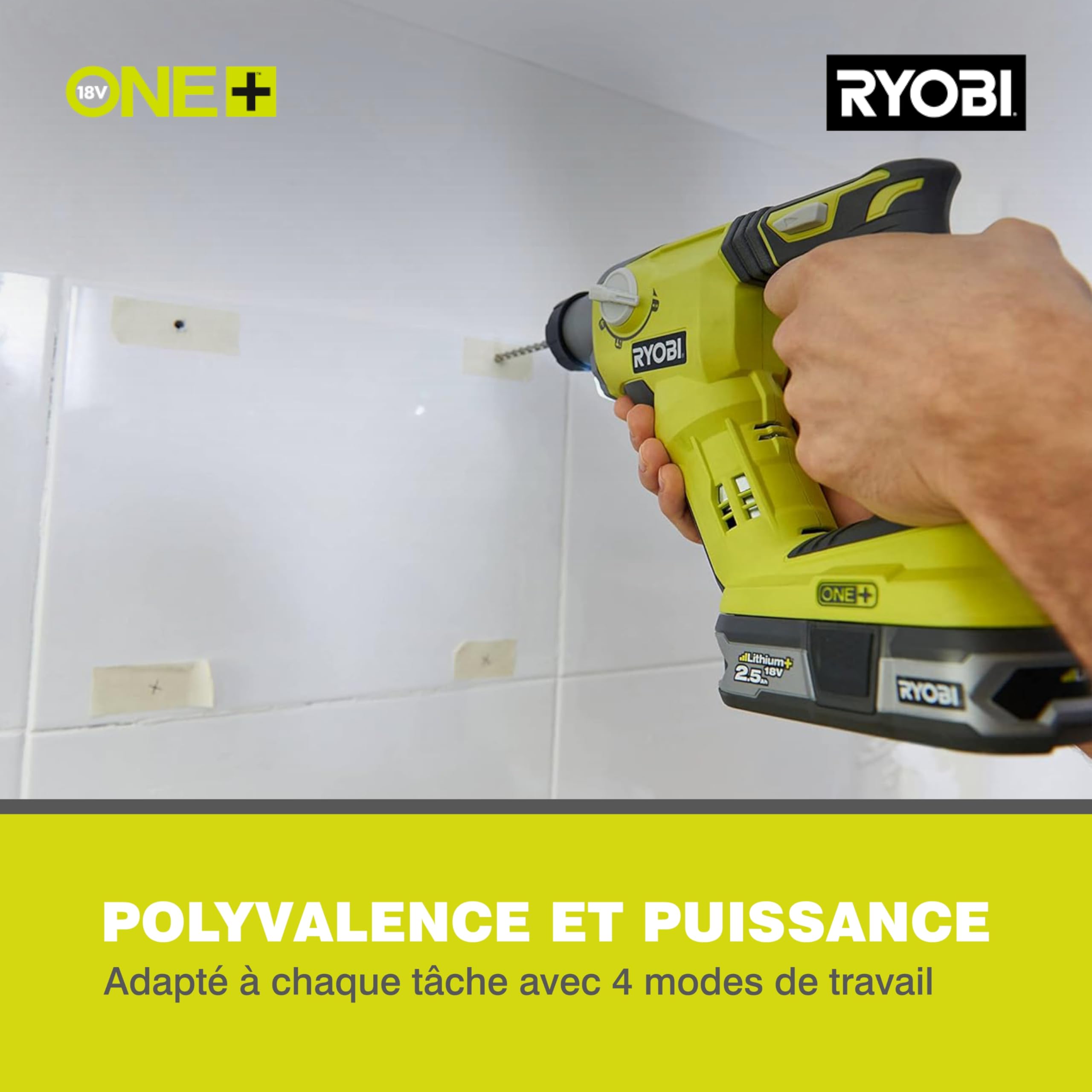RYOBI 18 V ONE+ akumulatorowy młot udarowo-obrotowy R18SDS-125S (energia uderzenia 1,3 J, maks. średnica wiercenia w drewnie/murze/stali 16/16/13 mm, w zestawie akumulator 2,5 Ah i ładowarka w torbie