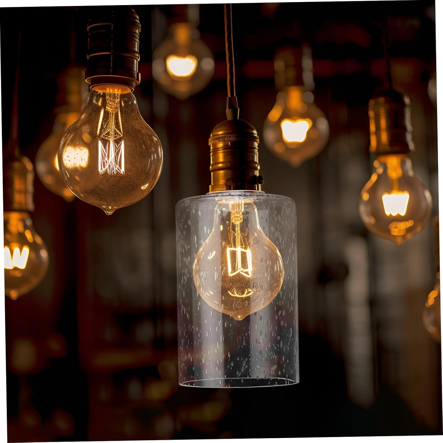 SOLUSTRE Replacement Glass Lampshade Bubble Clear Cylinder Shade 5.9 Inch for Pendant Table Wall Lamp Fixtures Modern Decorative Light Cover