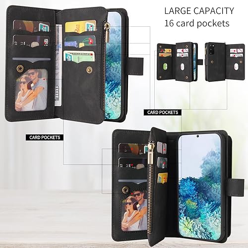 Miniatura 3 de Asuwish Funda de teléfono para Samsung Galaxy S20 5G de 6.2 pulgadas con protector de pantalla de vidrio templado y correa para la muñeca de cuero