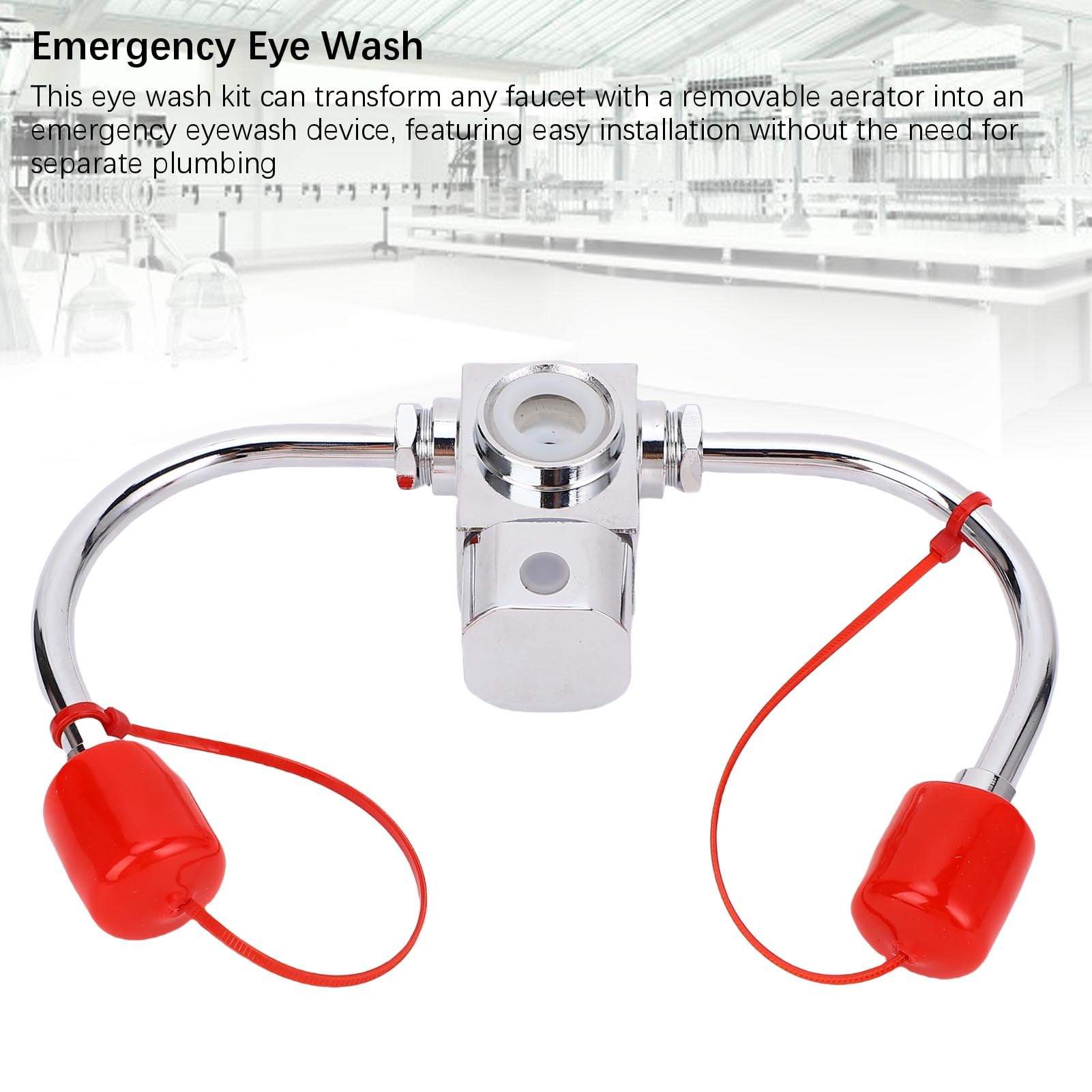 Wasserhahn Montierte Augenwäschestation mit Abdeckung, Erste -Hilfe -Augenwaschstation Sink -Ansatz, Augenwascheinheit mit 3 Adaptern und Kontinuierlicher Fluss für Labor