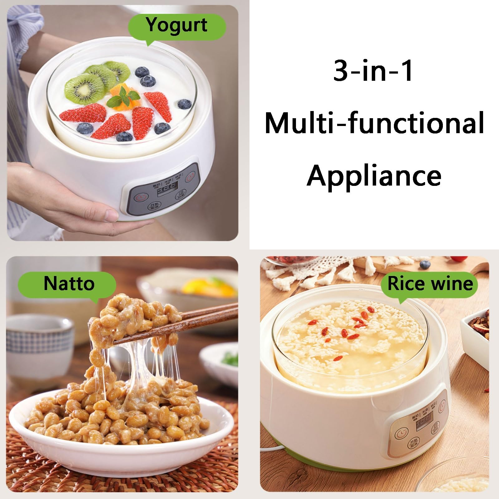 Yaourtière Multifonction, Capacité de 1300 Ml, Minuterie Réglable, Facile À Utiliser, Cadeau Idéal pour Le Bien-être Des Hommes et Des Femmes