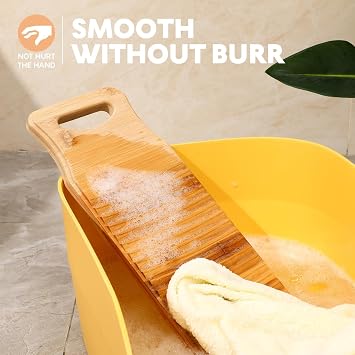 OUNONA 15.7X5.9 Large Washboard, Hand Washing Board, Laundry Washboard for Hand Washing Clothes, Natural Bamboo S for Laundry, Clothes Scrub Wash Rack Old Fashioned Wash Board for Shirts Clean Home