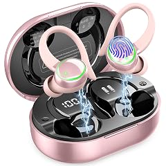 Wireless Earbuds Bluetooth 5 4 Headphones Sports 50H Playback Over-Ear Buds with ENC Noise Cancelling Mic Deep Bass