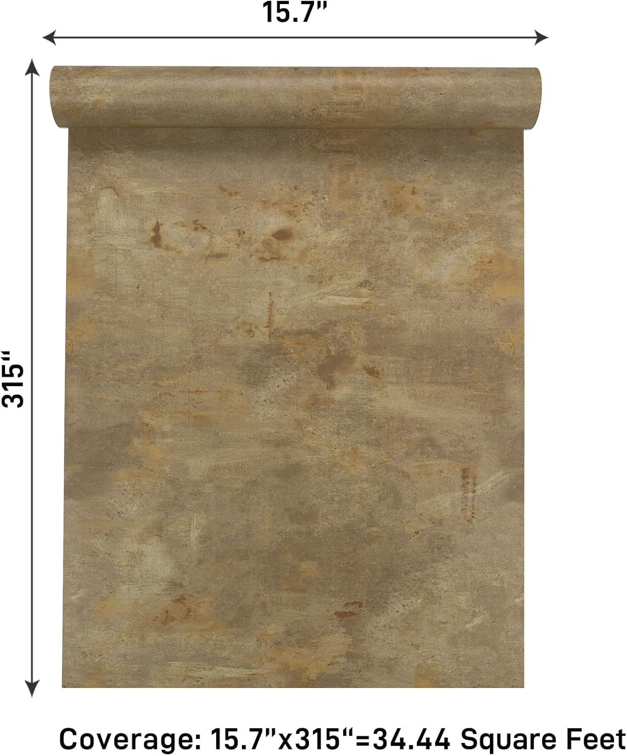 VaryPaper 15.7" x 315" Distressed Tan Concrete Peel and Stick Wallpaper Limewash Cement Wallpaper for Bedroom Bathroom Removable Self Adhesive Vinyl Waterproof Concrete Contact Paper for Countertops