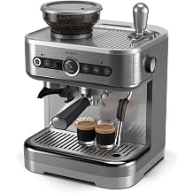 PHILIPS Barista Brew Espresso Machine - Intuitive Guidance. Calibrated Stamping. Elegant Design. 250g Beans Container. Semi-Automatic Espresso Machine. Metal Silver PSA3218/01
