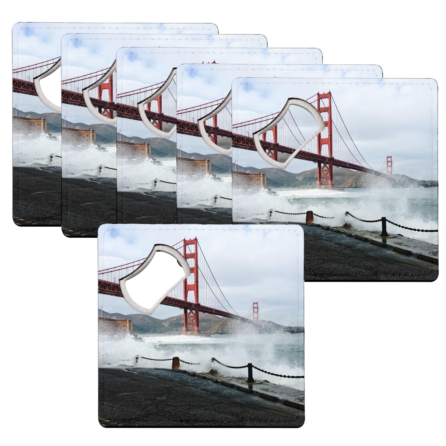 Sous-verre décapsuleur Golden Gate San Francisco lot de 6 92x92mm