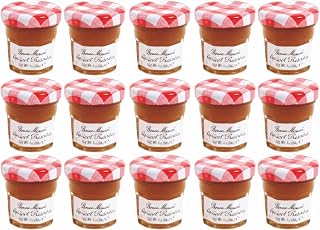Bonne Maman Apricot Preserves 1oz Mini Jars, Pack of 15 - Chunky Fruit Pieces in Reusable Glass