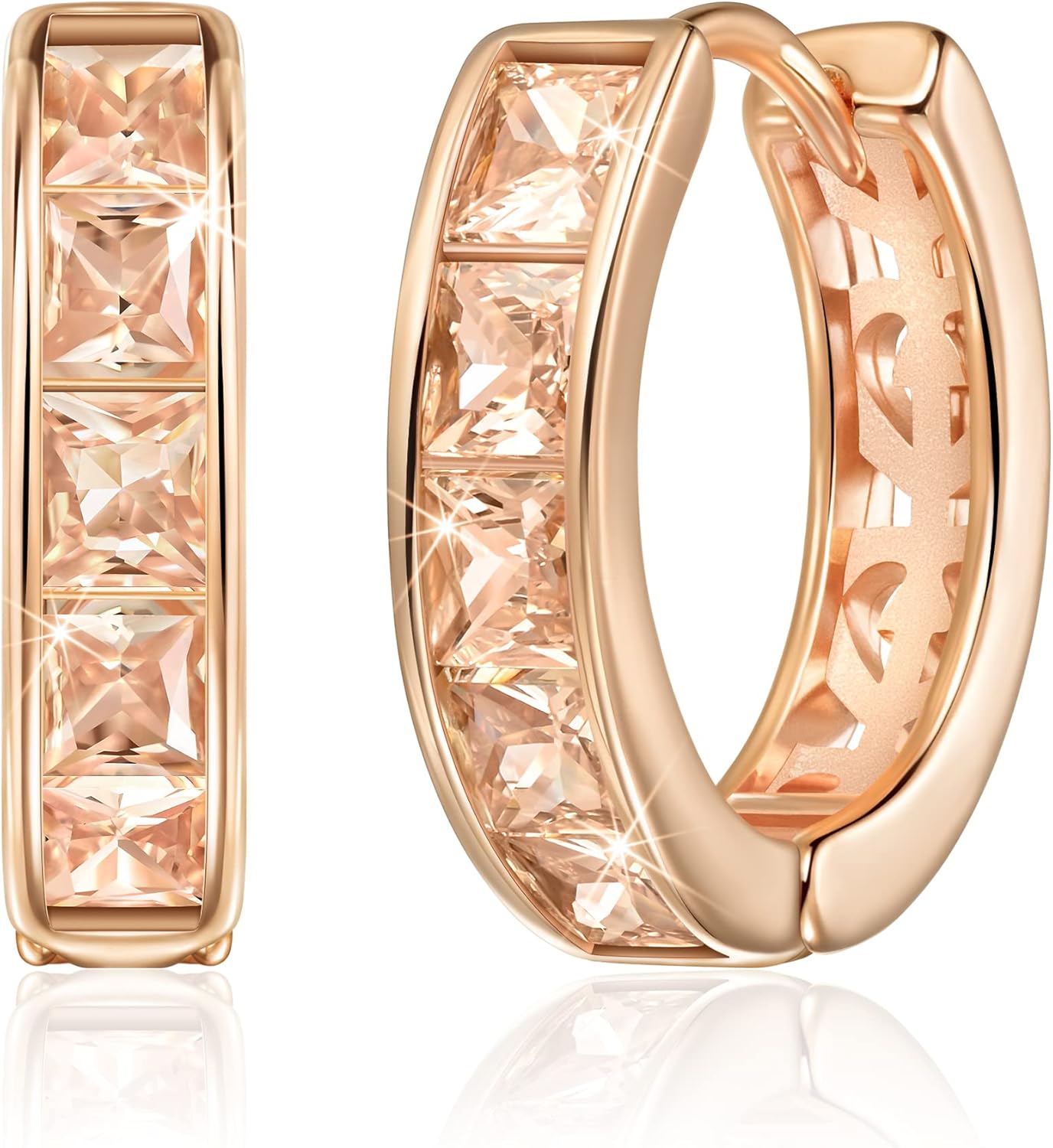 Linawe Small Hoop Earrings for Women Trendy, Tragus Piercing Jewelry, Cubic Zirconia Studs Huggie Earrings, Mini Chunky Tiny Helix Earrings, Gold/Rose Gold/Silver Cartilage Hoops