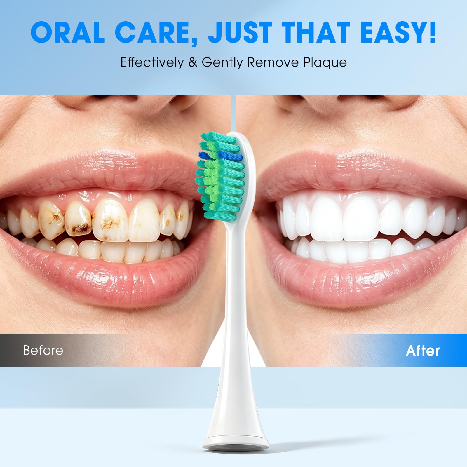 Cabezales de repuesto para cepillo de dientes TAO Clean Sonic, cabezales de repuesto para cepillo de dientes TAO Clean Sonic, cerdas suaves medianas para adultos, blanco, paquete de 4