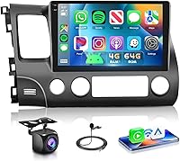 Vista 9 de Podofo Radio para Honda Civic 2006 2007 2008 2009 2010 2011 Estéreo de Coche con CarPlay Inalámbrico Android Auto, Pantalla Táctil de 10.1 Pulgadas