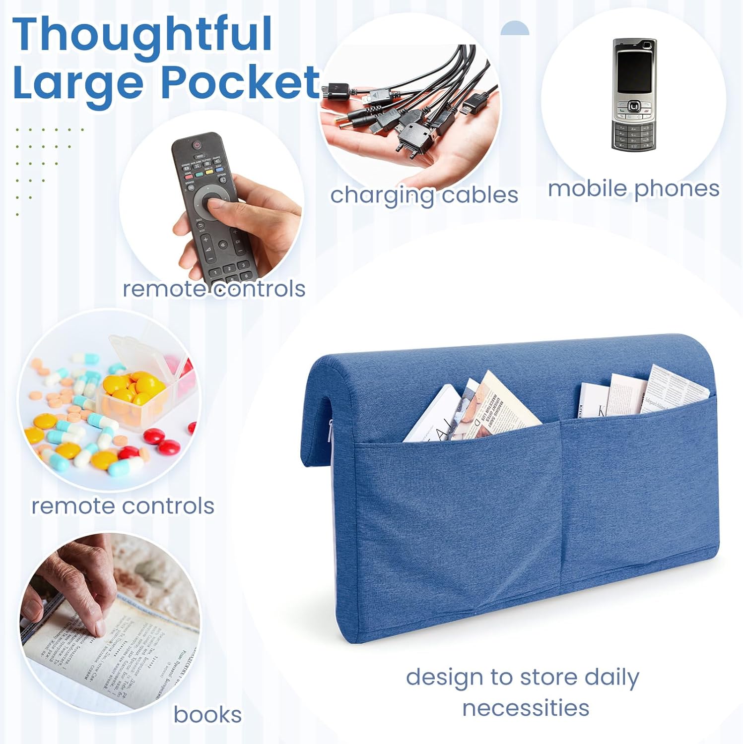 2 Pack Large Bed Bumper Bedside Protection Pad for Elderly Adults, Foam Bed Bumper Padding, Elderly Adults Protective Foam Pad, Padded Cover Only (Blue,30'' X 15'' X 2'')