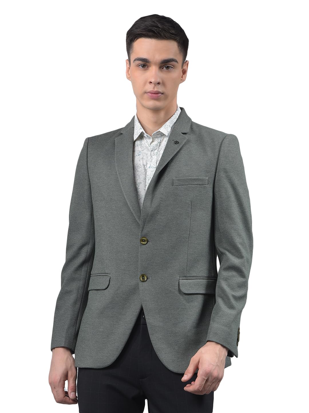 crimsoune club Men's Green Notched Lapel Single Breasted Blazer-picture-11