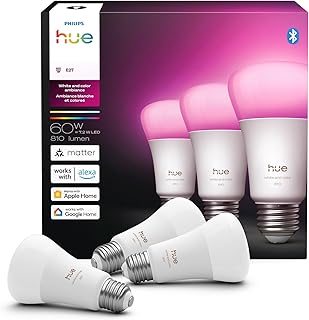 Philips Hue Smart LED A19 Bulb, 1 Pack, White & Color Ambiance, E26 Base...