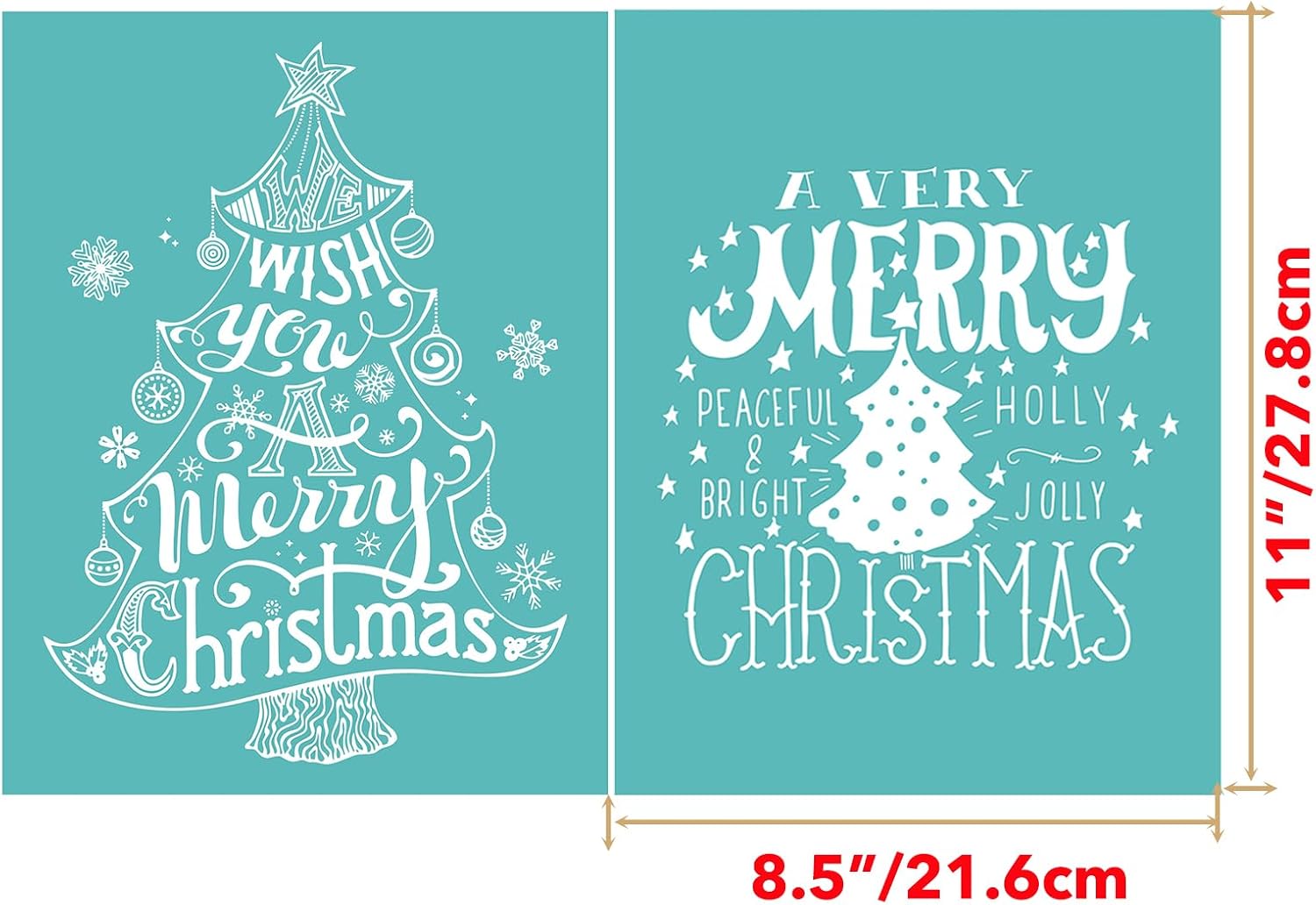 Briartw Merry Christmas Tree Silkscreen Stencil 2pcs 8.5x11 Reusable Self-Adhesive Mesh Stencils Silk Screen Stencil Printing for Polymer Clay Home Decoration Printing on Wood Fabric Wall Cup Plate