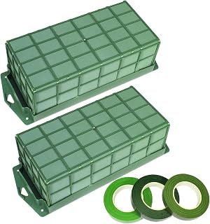 2 Pcs Floral Foam Cage for Fresh and Artificial Flowers, Dry and Wet Rectangle Flower Cage Holders with Floral Foam Floral for Fresh Flowers, Wedding, Home and Garden Decorations