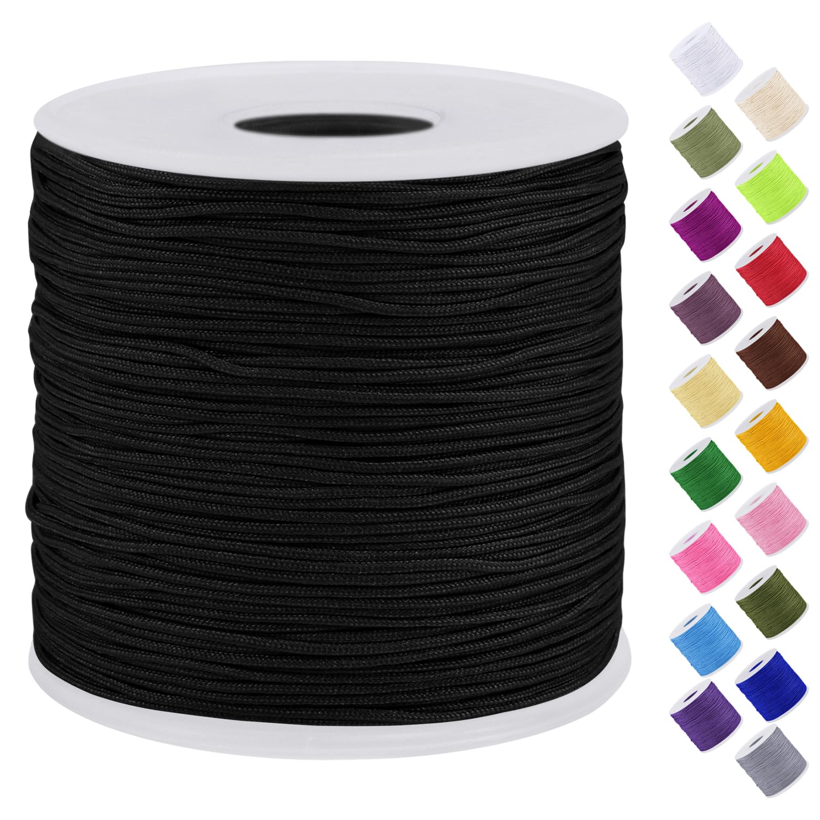 Uiopa Nylon Cord, 0.7mm x 131 Yards Nylon String for Bracelet Making, Beading Thread Bracelet Cord for Necklace, Jewellery Making, Macrame, DIY Crafts, Black โ image 1