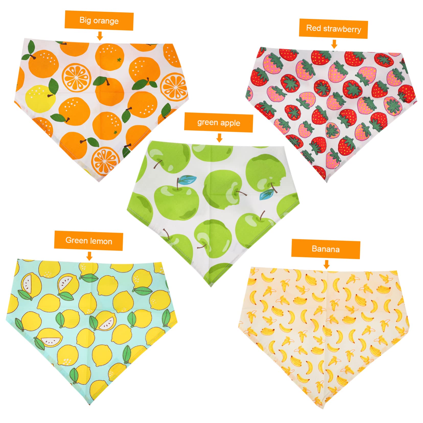 Beaupretty 15piezas Pañuelos De Perro De Frutas Pañuelo Absorbente para Mascotas Bandanas Suaves y Cómodas para Perros y Gatos Diseño y Moderno para Fiestas y Ocasiones Especiales