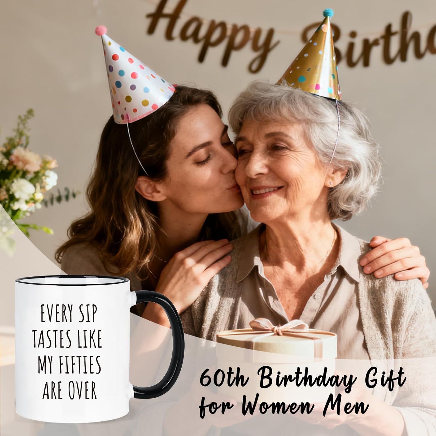 Funny 60th Birthday Gifts for Men Women 60th Birthday Mug 11oz, 60 Year Old Birthday Gifts for Her Him, Happy 60th Bday Gift for Dad, Mom, Brother, Friends, 1966 Birthday Decorations Coffee Cup - Image 5