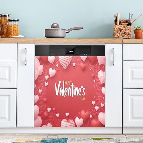 Miniatura 14 de Cubierta magnética para lavavajillas con texto en inglés «Happy Valentine's Day», calcomanías magnéticas para el hogar, cocina, nevera, lavadora, 23