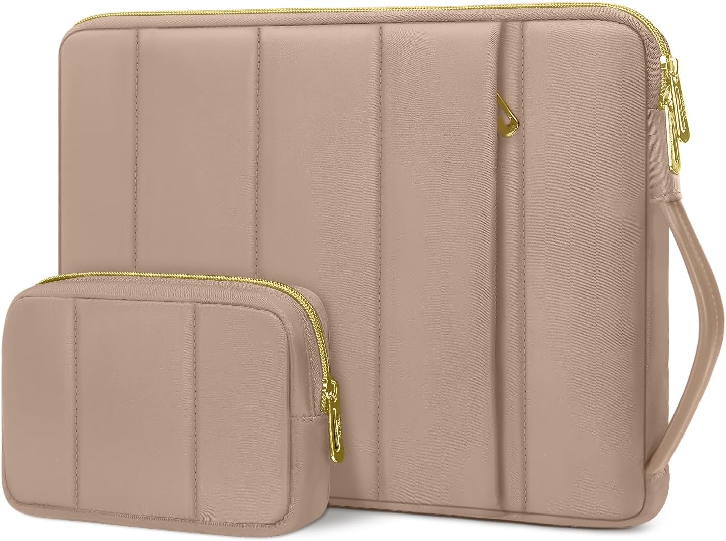 MOSISO 13-14 inch Laptop Case, 13.3 inch Puffy Laptop Sleeve Compatible with MacBook Air 13 13.6 M3 M2 M1/Pro 13/14, HP, Dell, ASUS, Lenovo, Rectangle Vertical Bag with Small Case&Side Handle, Brown