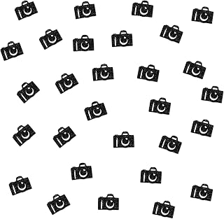 120 Camera Confetti, Black Glitter Photography Paper Confetti for Movie Night Party, Video Camera Cut Out for Photographer Birthday/Bridal Shower Party Table Decoration